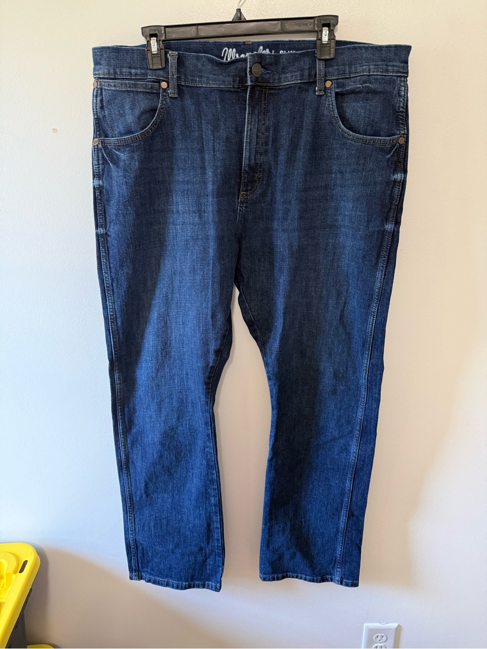 Wrangler Men's Slim Boot Fit Jeans in Dark Blue Denim